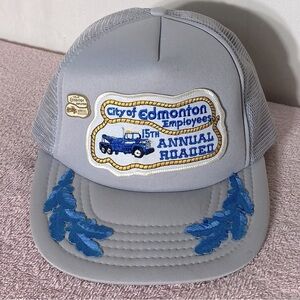 Vintage City Of Edmonton Employees Roadeo Grey Mesh  Back Snap Back Trucker Hat